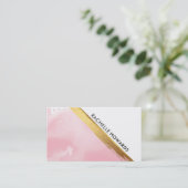MODERN MINIMAL ANGLE roze waterverf goudborstel Visitekaartje (Staand voorkant)