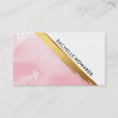 MODERN MINIMAL ANGLE roze waterverf goudborstel Visitekaartje (Voorkant)