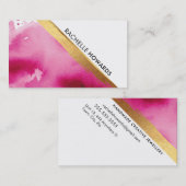 MODERN MINIMAL ANGLE roze waterverf goudborstel Visitekaartje (Voorkant / Achterkant)