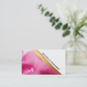 MODERN MINIMAL ANGLE roze waterverf goudborstel Visitekaartje (Staand voorkant)