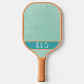 Modern Minimal Aqua Oranje Monogram Pickleball Paddle (Achterkant)
