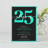 Modern Minimal Aqua Script Graduation Party Kaart (Staand voorkant)