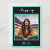 Modern Minimal Aqua Script Graduation Party Kaart (Achterkant)