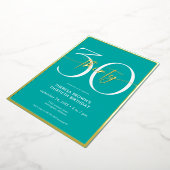 Modern Minimal Aqua Thirty Script Verjaardag Folie Uitnodiging (Gedraaid)