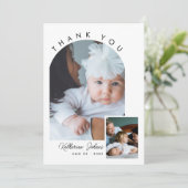 Modern Minimal Arch 2 foto Dank u Baby shower Bedankkaart (Staand voorkant)