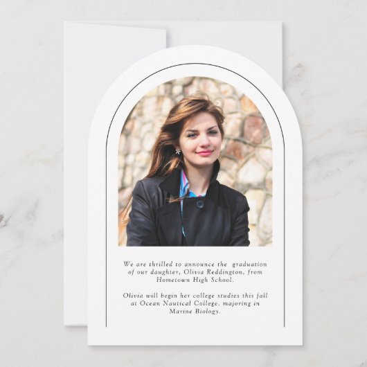 Modern Minimal Arch 2 Photo Afstudeerder aangekond Kaart (Achterkant)