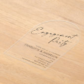 Modern Minimal Arch Black Script Engagement Party Acryl Uitnodigingen (Laagn)