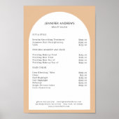 Modern Minimal Arch Bruin Witte Salon prijslijst Poster (Voorkant)