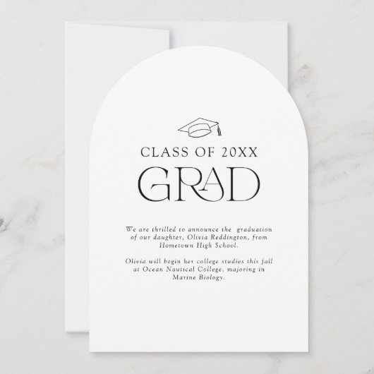 Modern Minimal Arch Photo Afstuderen aangekondigd Kaart (Achterkant)