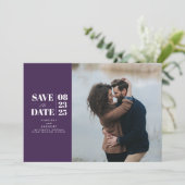 Modern Minimal Aubergine Paarse Save the Date Foto (Staand voorkant)
