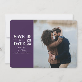 Modern Minimal Aubergine Paarse Save the Date Foto