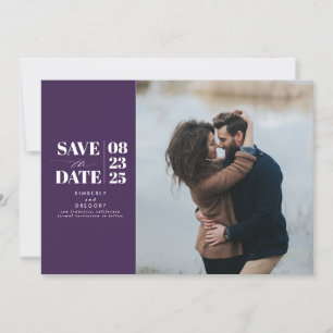 Modern Minimal Aubergine Paarse Save the Date Foto