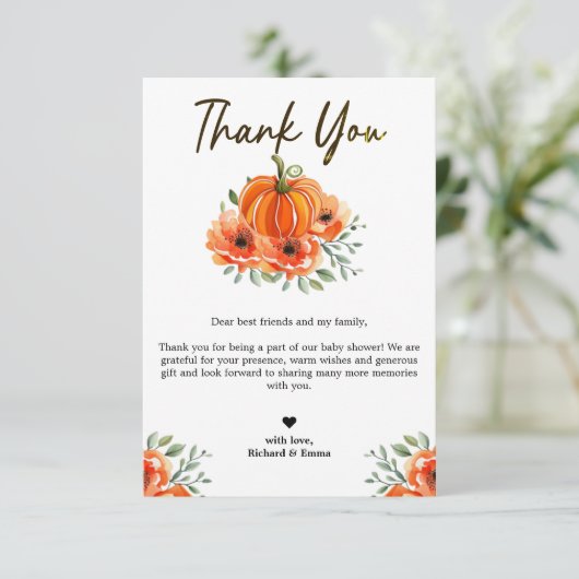 Modern Minimal Autumn Baby shower Dank u kaart (Staand voorkant)