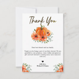 Modern Minimal Autumn Baby shower Dank u kaart