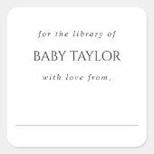 Modern Minimal Baby shower Bookplate Vierkante Sticker (Voorkant)