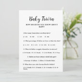 Modern Minimal Baby trivia Baby shower spel Kaart (Staand voorkant)