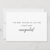 Modern Minimal Baby "Unexpected" Pregnancy Photo Aankondiging (Voorkant)