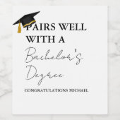Modern Minimal Bachelor's Degree Afstuderen Gift Wijn Etiket (Enkel label)