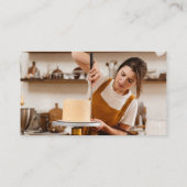 Modern Minimal Baker Pastry Chef Logo Foto Roze Visitekaartje (Achterkant)