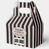Modern Minimal Beige Black Stripes Zakelijke Logo Bedankdoosjes (Voorkant)