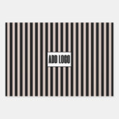 Modern Minimal Beige Black Stripes Zakelijke Logo Inpakpapier Vel (Voorkant 2)