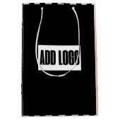 Modern Minimal Beige Black Stripes Zakelijke Logo Medium Cadeauzakje (Voorkant)