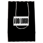 Modern Minimal Beige Black Stripes Zakelijke Logo Medium Cadeauzakje (Achterkant)