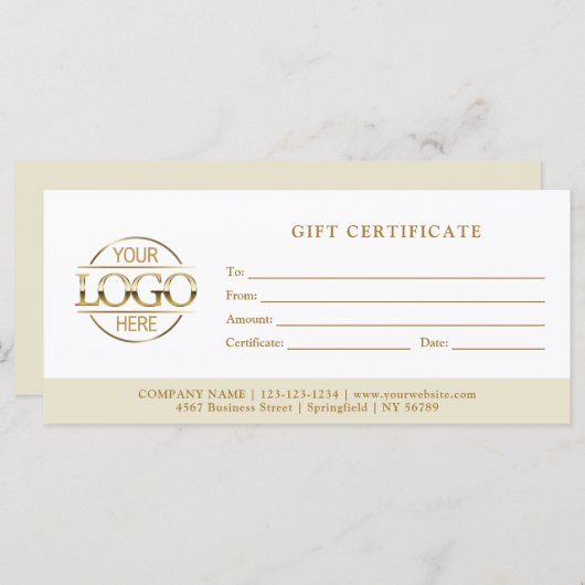 Modern Minimal Beige Business Logo Gift Card (Voorkant / Achterkant)