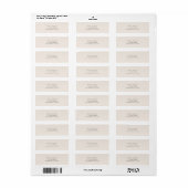 Modern Minimal Beige Wedding Return Address Etiket (Full Sheet)