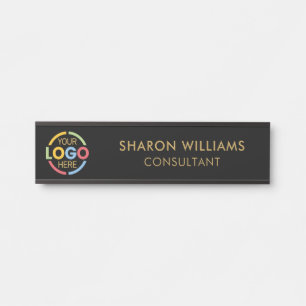 Modern Minimal Black and Gold Custom Business Logo Deurbordje