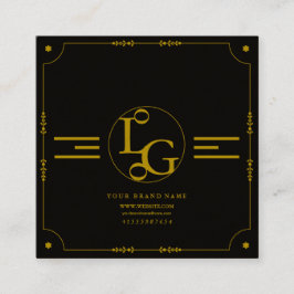 Modern Minimal Black and Gold Squre Business Card Vierkante Visitekaartje