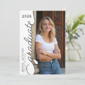 Modern Minimal Black and White Graduation Party  Kaart (Staand voorkant)