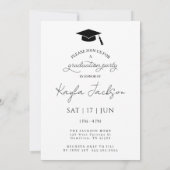 Modern Minimal Black and White Graduation Party  Kaart (Achterkant)
