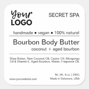 Modern Minimal Black and White Spa productlabel Vierkante Sticker