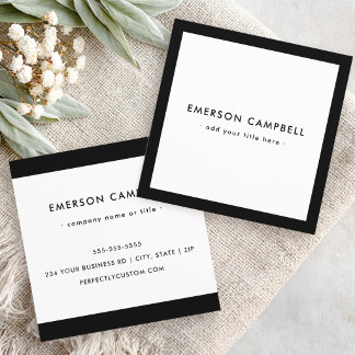 Modern minimal black border elegant professional vierkante visitekaartje