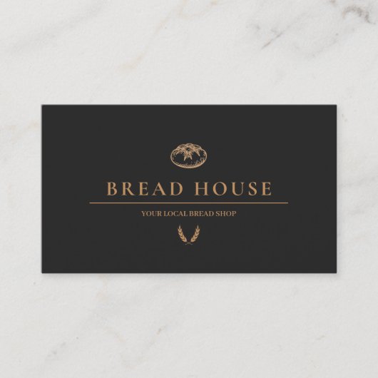 Modern Minimal Black Bread Bakery Visitekaartje (Voorkant)