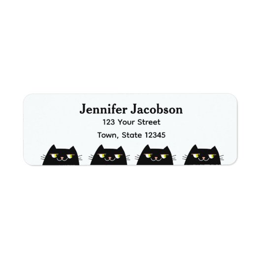 Modern Minimal Black Cat Return Address Etiket (Voorkant)
