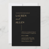 Modern Minimal Black Gold Wedding Kaart (Voorkant)