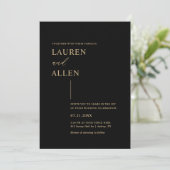 Modern Minimal Black Gold Wedding Kaart (Staand voorkant)