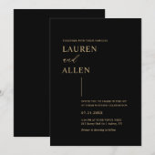Modern Minimal Black Gold Wedding Kaart (Voorkant / Achterkant)