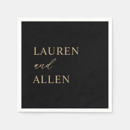 Modern Minimal Black Gold Wedding Napkins Servet