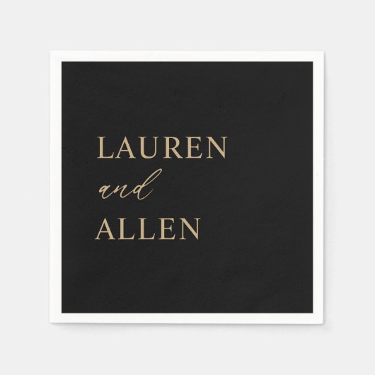 Modern Minimal Black Gold Wedding Napkins Servet (Voorkant)