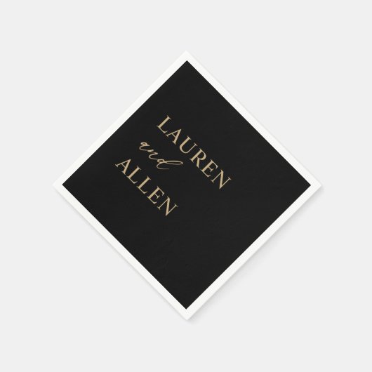 Modern Minimal Black Gold Wedding Napkins Servet (Hoek)