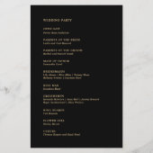 Modern Minimal Black Gold Wedding Program (Achterkant)