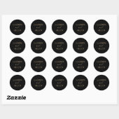 Modern Minimal Black Gold Wedding Ronde Sticker (Vel)