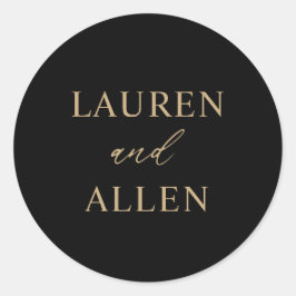 Modern Minimal Black Gold Wedding Ronde Sticker