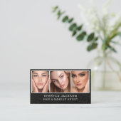 Modern minimal black leather makeup and hair  visitekaartje (Staand voorkant)