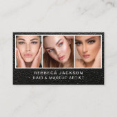 Modern minimal black leather makeup and hair  visitekaartje (Voorkant)