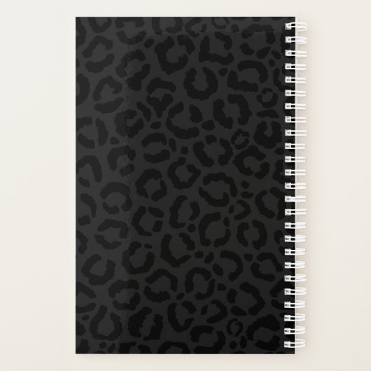 Modern Minimal Black Leopard Print Planner (Achterkant)
