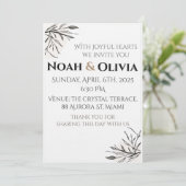 Modern Minimal Black Script Wedding Invitation Kaart (Staand voorkant)